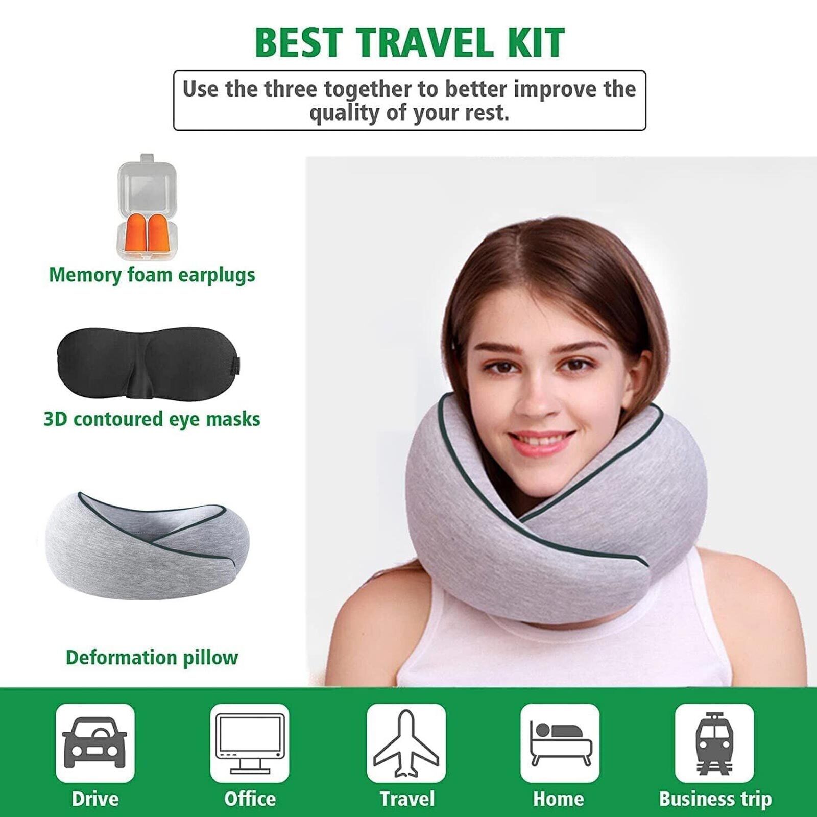 Neck Pillow for Travel Memory Foam Comfortable & Breathable Soft U