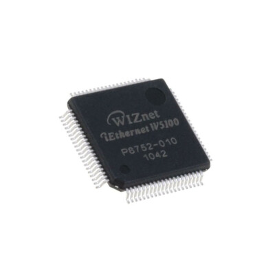 W5100 IC: Ethernet Controller 8bit BUS,SPI LQFP80 -40-85°C 3,3VDC WIZNET