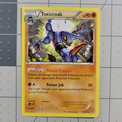 Toxicroak Square Corner Miscut Pokemon Card Steam Siege XY 59/114