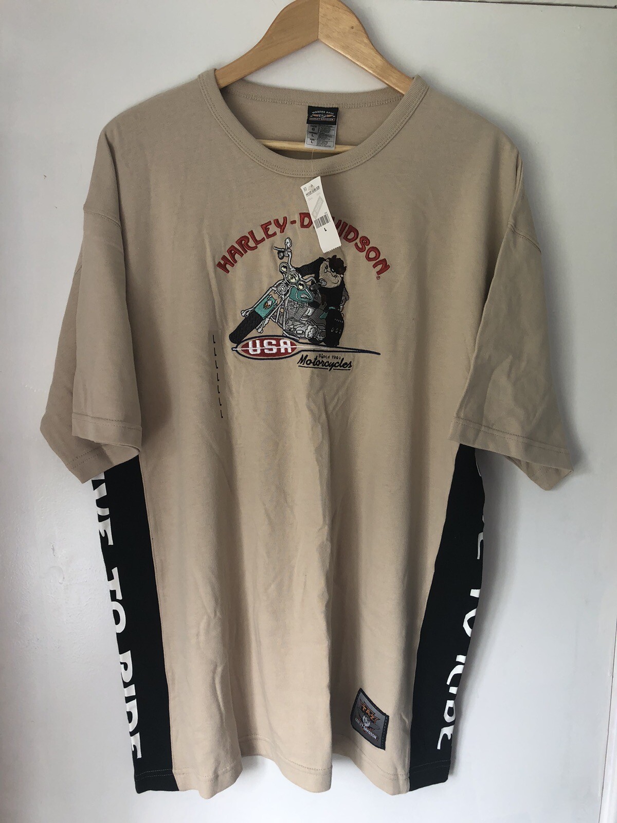 Harley Davidson T Shirt Size L Taz Tasmanian Devil Warner Bros 2000 vintage
