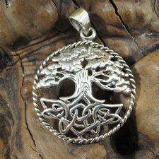 Handcrafted 925 Sterling Silver Celtic Knot Tree of Life Braided Wreath Pendant 