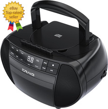 Portable Top-Loading CD Boombox with AM/FM Stereo Radio and Cassette Player/Reco