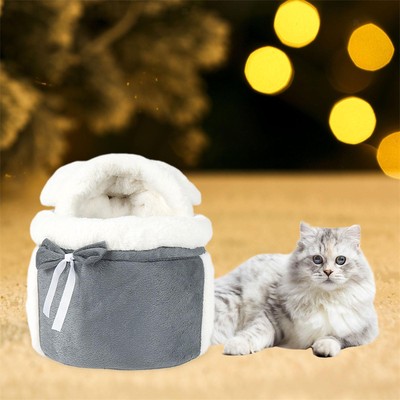 Kleine Katze Hunde Rucksack Bequem Winter Plüsch Haustiere Käfig für Fahrrad Outdoor
