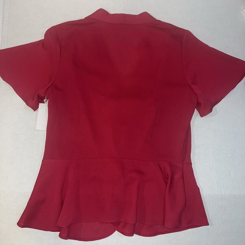 CHELSEA 28 Size Medium Womens Red Beetroot V-Neck Short Sleeve Blouse NWT - 第 5/7 張圖片