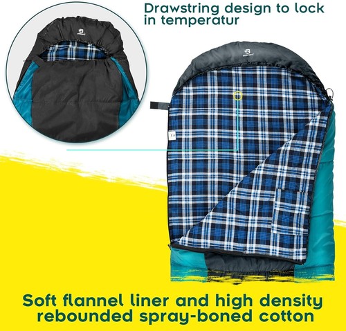 Camping Schlafsack Flanel 3-4 J+W Winter leicht für Erwachsene - Bild 5 von 10