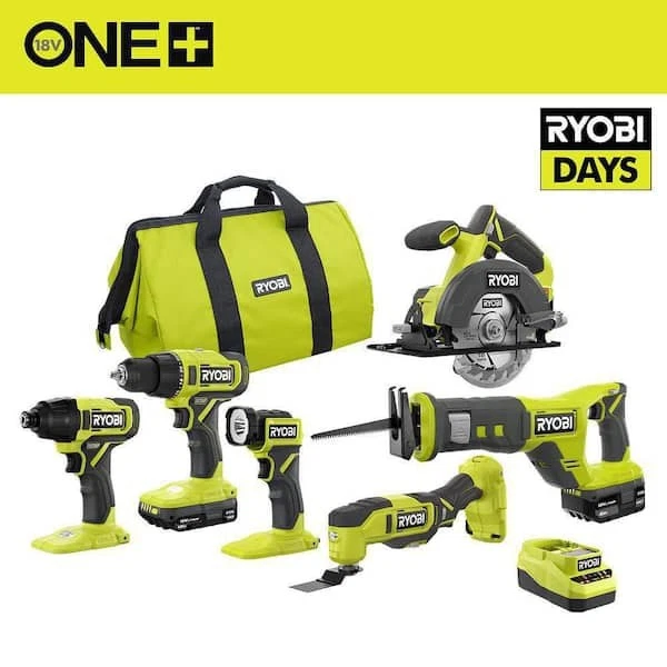 18V Cordless 6-Tool Combo Kit with 1.5 Ah Battery, 4.0 Ah Battery, and Charger - Image 2 of 2