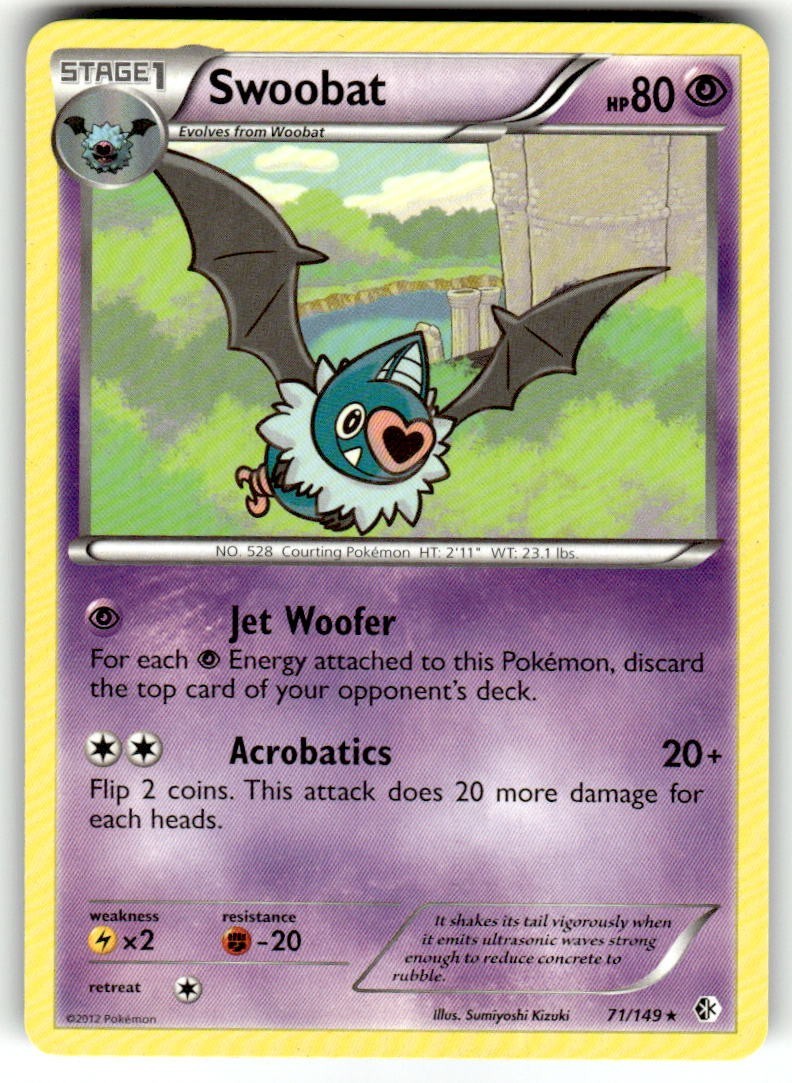 Swoobat 71/149 Boundaries Crossed Regular Pokémon Card TCG Near Mint Rare