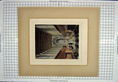 Original alter antiker Druck Farbe Innengebäude Architektur Lager