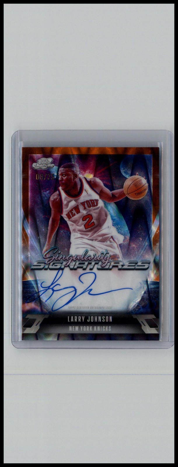 2025 Topps Cosmic Larry Johnson Singularity Auto Orange Galactic Refractor #/25