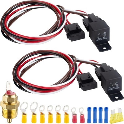 2PCS 40A Electric Fan Relay Kit FOR Radiator Cooling Fan 185 On 175 Off 12V