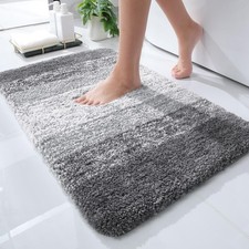 Bathroom Rug Mat 24x16, Soft Absorbent Microfiber, Rubber Backing, Quick Dr