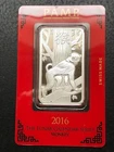 2016 PAMP LUNAR CALENDAR YEAR OF THE MONKEY 1 OZ SILVER BAR IN ASSAY CARD