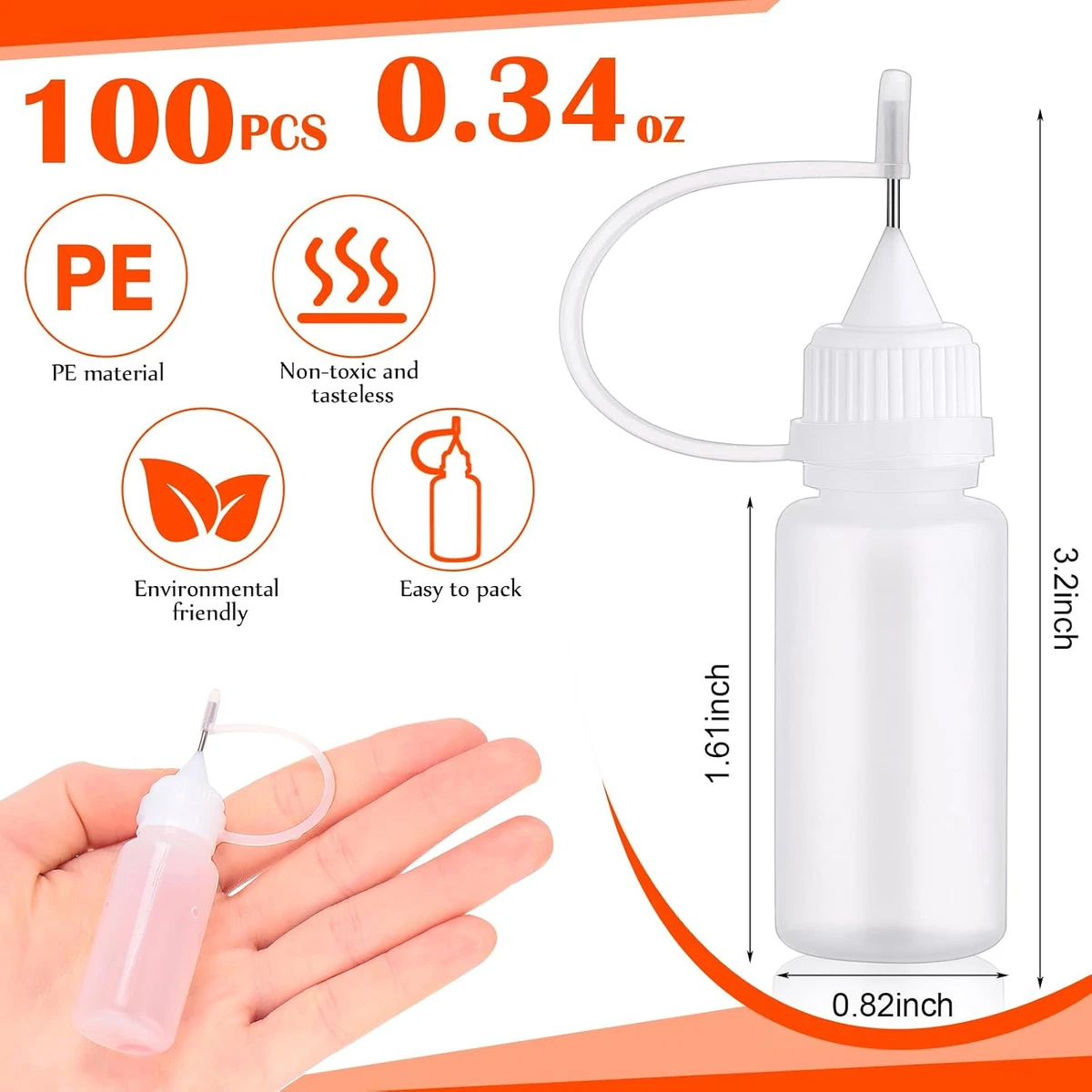 Botella aplicadora de metal de 100 piezas de 10 ml, mini botella de pegamento para manualidades hágalo usted mismo