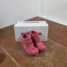 Minnetonka Moccasins Infant's Double Fringe Bootie Hot Pink Size 3