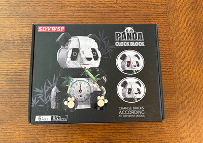 Panda Clock Building Block Set w Changeable Eyes for Different Moods -853 peices