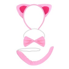 Halloween Cat Costume Set for Girls Pink Cat Ears Headband Cute Bow Collar an...