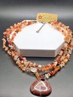 TICA ROSA 925 Sterling Silver /Carnelian Bead/Jasper Pendant Necklace 3 Strand — photo 3