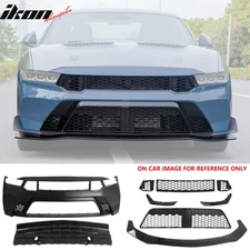 Fits 24-26 Ford Mustang Front Bumper Cover GTD Style Conversion Gloss Black Lip