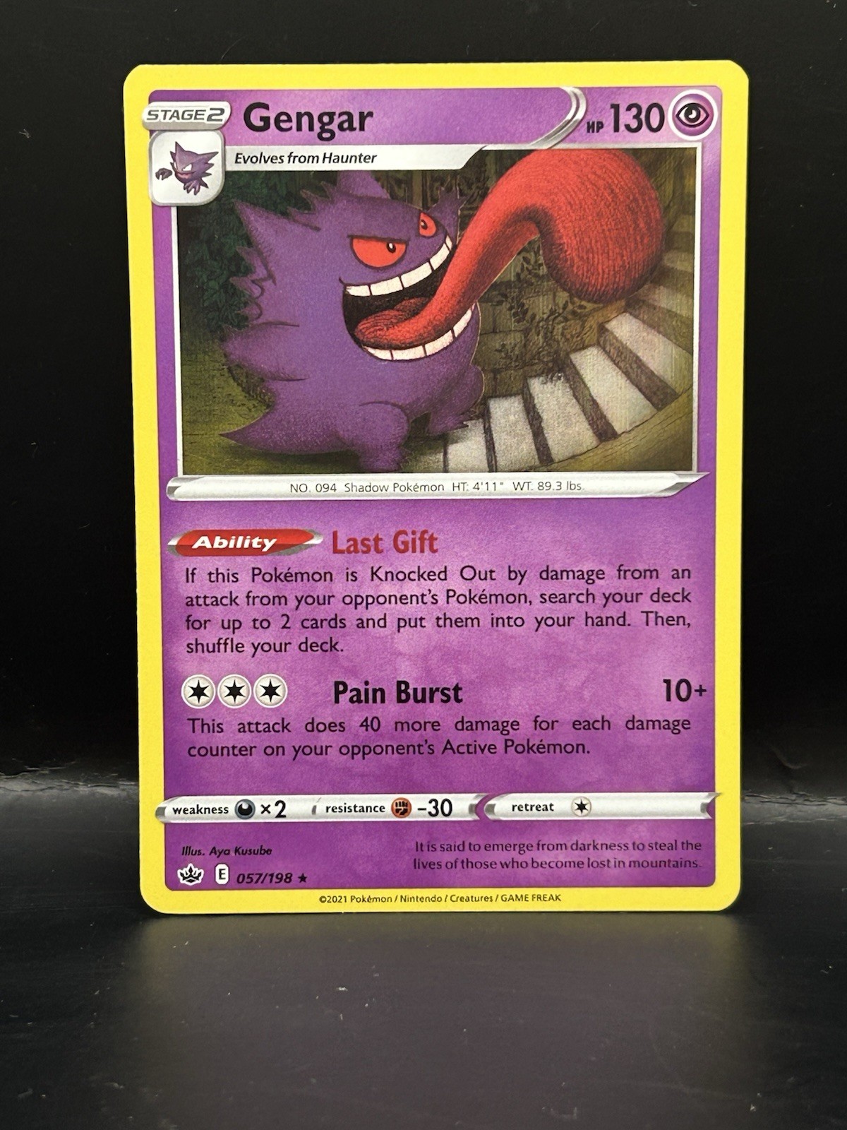 Pokemon Gengar Holo Rare Card Chilling Reign 57/198 Pokémon TCG NM