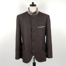 Luis Trenker Janker Men's Size 54 Brown Wool Cotton Trachten Jacket Coat
