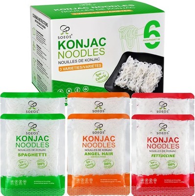 Konjac Noodles, Shirataki Noodle, 9.5 oz (270g)*6 Packs, Low Calorie, Low Carb,