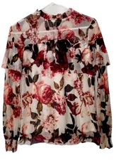 Worthington Top S Nylon Stretch Knit Floral Cottagecore Fairycore Shirt Blouse