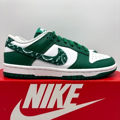 Nike Dunk Low Essential White Green Paisley Athletic Shoes 6 Women's DH4401-102