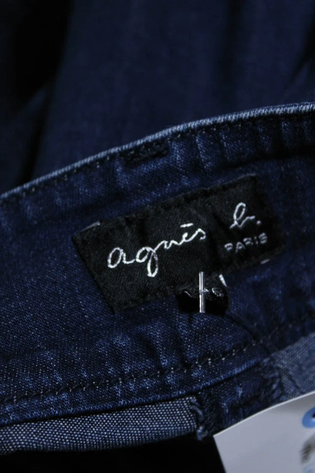 Pantalones de mezclilla de algodón de tiro bajo de pierna recta azul oscuro talla 36 Agnes B para mujer Foto 4 de 4