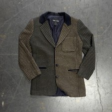 Vintage 90s Two Tone Houndstooth Wool Blazer Brown Academic Chic Women S