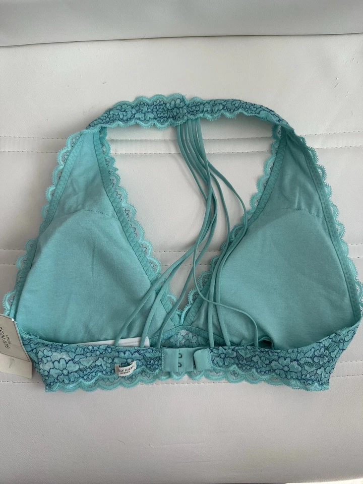 Gilly Hicks 挂颈胸罩蓝蕾丝文胸全新 S 码 — 第 3/4 张图片