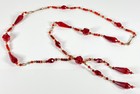 This 26" (approximately) red glass bead vintage gold tone (brass tone) necklace  — photo 6
