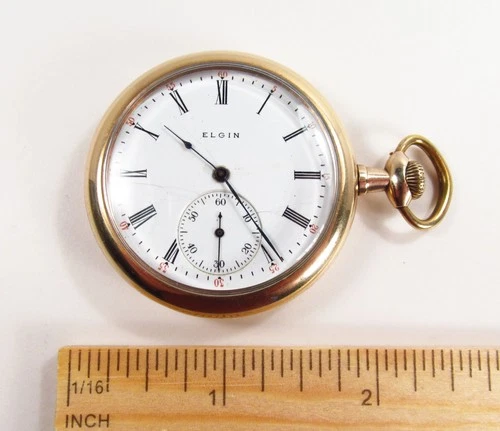 Antique 1905 Elgin USA 17J 12s Grade 321 14K GF Case Pocket Watch Needs Work
