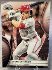 🔥SPENCER STEER 2025 Topps Chrome Black Rose Gold Wave Refractor /15!!! #REDS!🔥