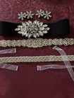Lot Of 3 Rhinestone Belts, 2 Rhinestone Hair Clips Preowned Lively — photo 1