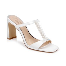 Jewel Badgley Mischka Pacifica Slip-On Dress Slide Sandals Ivory Satin