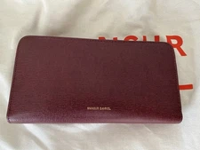 Mansur Gavriel Women's Leather Zip-Around Wallet Saffiano Claret Retail $345