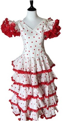 Mari Cruz Flamenco Dress Size XS Polka Dot Spain White Red    Authentic