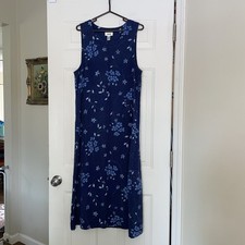 Talbots Maxi Dress Women’s Size 12 Blue Floral Print Sleeveless