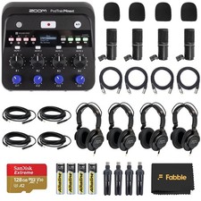 Zoom PodTrak P4next Portable Multitrack Podcast Recorder Bundle