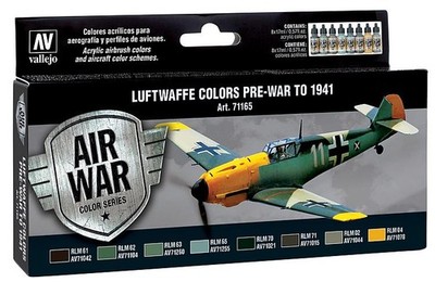 Vallejo 71.165 - Farbset Luftwaffe, Vorkriegszeit bis 1941, 8x17ml