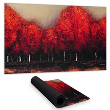 Begin Home Decor C1DM1424QWCPOD 14 x 24 in. Red Dark Trees Black Desk Mat - H...