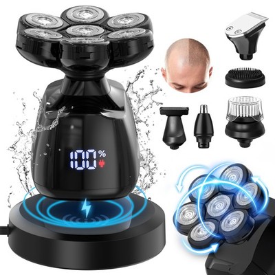 SEJOY 7D 6-in-1 Rotary Electric Razor Bald Head Shaver Trimmer For Mens Wet Dry