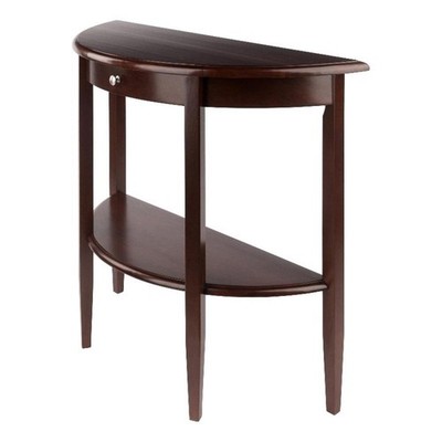 Pemberley Row Solid Wood Warm Walnut Console Table Round Drawer 39.29''W x 15....
