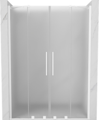 Mexen Velar Duo Duschtür, 160 cm Eisblumen-Glas, Weiß/profiliert