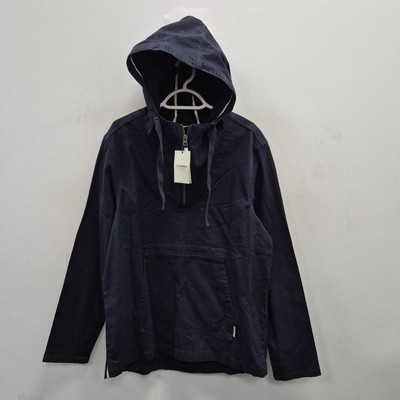 Schoffel Harbour Smock Navy Pullover Kapuze Baumwolle 1/4 Zip Jacke Gr. Small