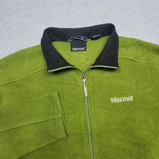 Marmot Jacket Large Green Full Zip Polartec Fleece Sweater Hiking Outdoors