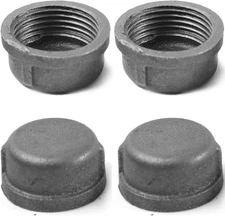 Black Cast Iron Pipe Fitting Cap Suitable for Vintage Shelf Support DIY Pipe Dec