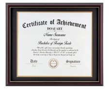 Diploma Frame 14 x 17 With Mat Solid 16 x 20 w/o Mat Wood Display Document/Cert
