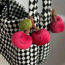 Fun and Cute Cherry Plush Keychain Couple Doll Backpack Pendant Mock Fruit Doll