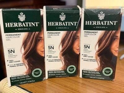 3 Herbatint Permanent Herbal Hair Color Gel 5N Light Chestnut 4.56 fl oz